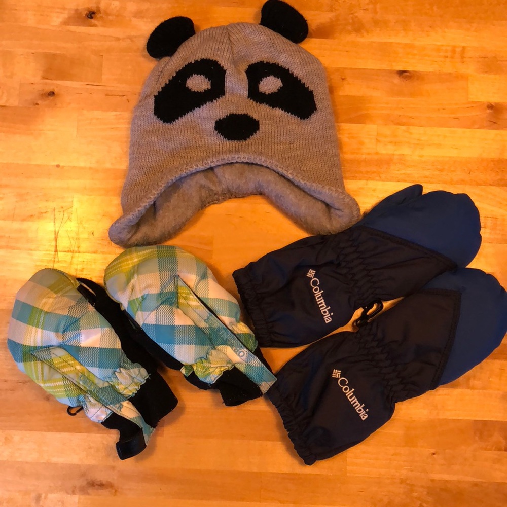 Toddler mittens and hat bundle